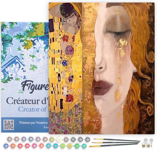 Figured'Art Schilderen op Nummer Volwassenen met lijst - Gustav Klimt - Handwerk acrylverf Kit DIY Compleet - 40x50cm Canvas al ingelijst