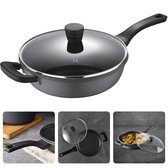 Bol.com Cheqo® Inductie Diepe Koekenpan met Deksel - Aluminium Non-Stick - Hapjespan - Voor Alle Warmtebronnen - ø28 cm - 3.9L aanbieding