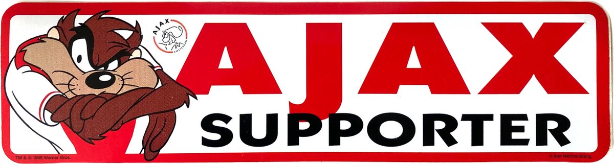 AFC Ajax Sticker - Looney Tunes - Tazmanian Devil - Ajax Supporter - 33 x 9 cm