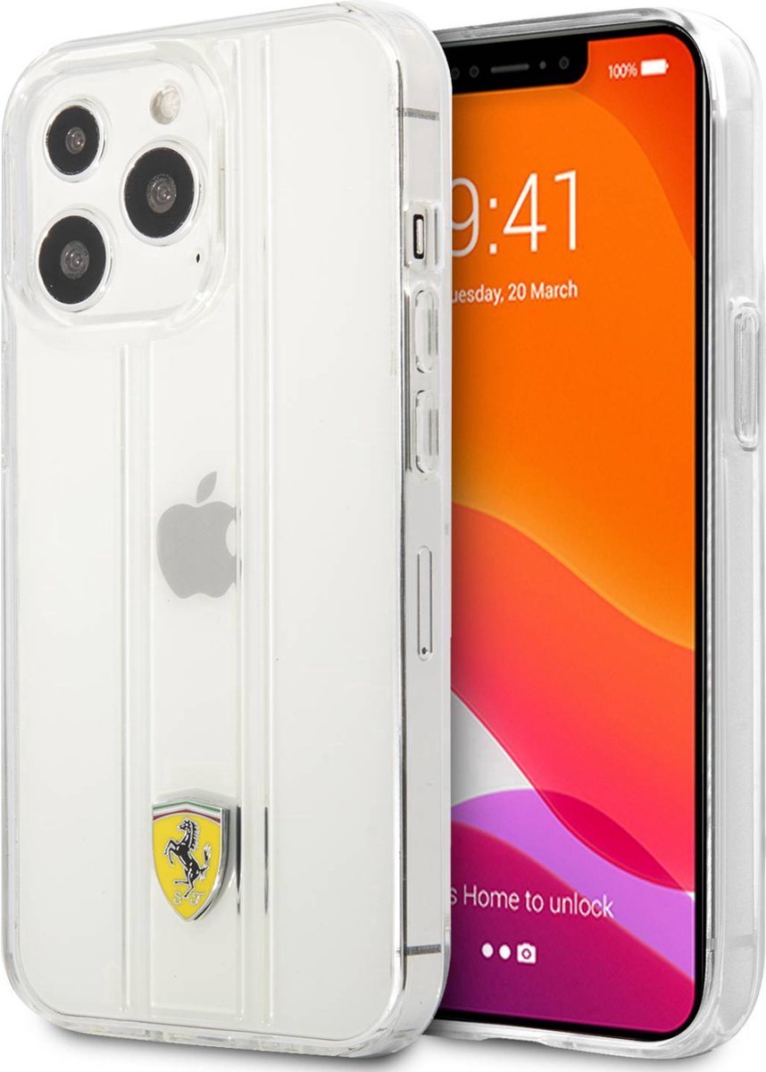 Ferrari PC/TPU 3D Stripes Backcover hoesje voor iPhone 13 Pro Max - Transparant