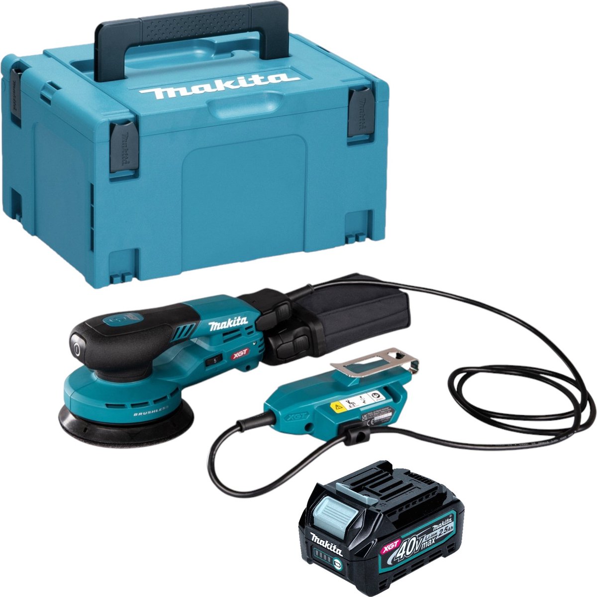 Makita BO 001 CGD101 Accuschuurmachine 40 V max. 125 mm 5,0 mm slag Borstelloos + 1x accu 2,5 Ah + Makpac - zonder lader