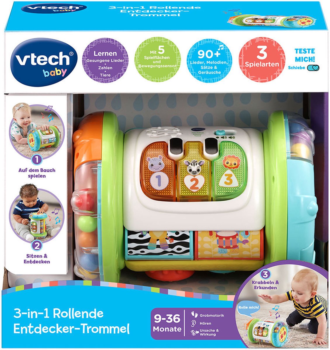 VTech Baby 3-in-1 Kruiprol - Educatief Speelgoed - Activiteitenroller met Lichts- en Geluidseffecten - Baby Speelgoed — afbeelding 18