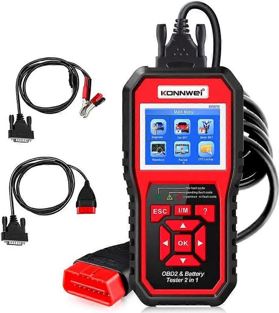 Konnwei KW870 2 in 1 Auto/Motor OBD2 Scanner + Accu Tester