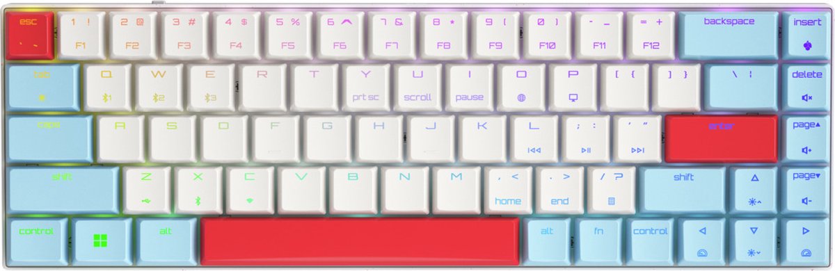 CHERRY MX-LP 2.1 Compact Wireless 65% RF-draadloos + Bluetooth Mechanische keyswitch QWERTY RGB LED Wit
