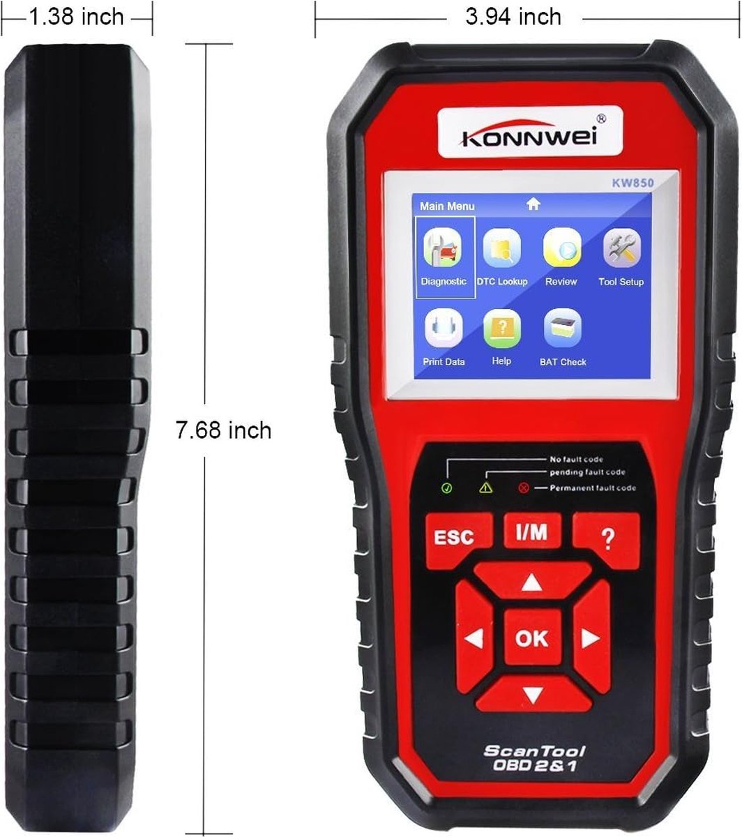 Konnwei KW850 Multifunctioneel OBD2 + EOBD Scanner – Nederlands thumbnail 3