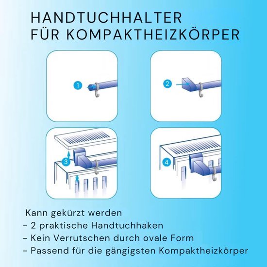 HanddoekHanddoekrek voor radiator, Handdoekrek voor radiator, Handdoekdroger, Wit, 70 cm