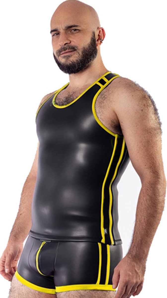 Mister B Neoprene Tank Top Black Yellow - XS
