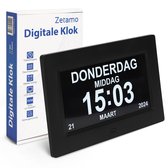 Zetamo Dementie Klok - Digitale en Analoge Klok voor Senioren met Alzheimer - Met Medicijnen Herinnering - 1 Jaar Garantie