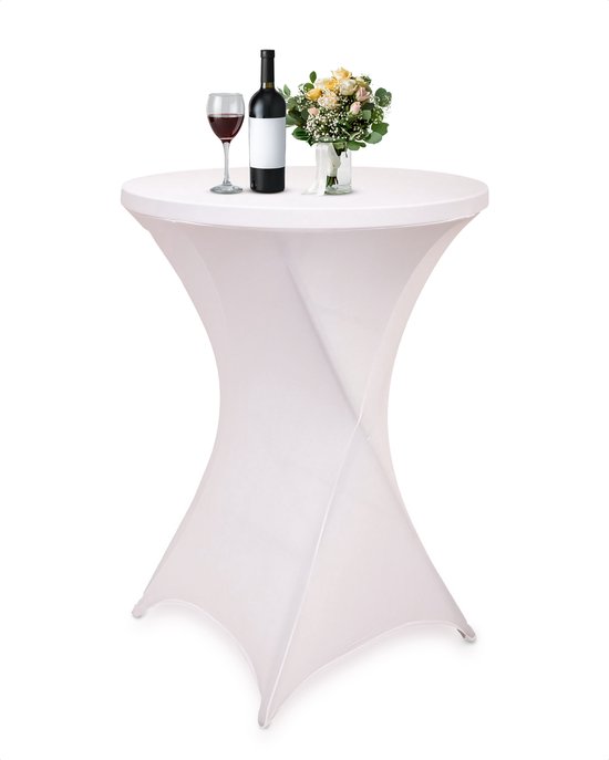 Foto: Statafelrok wit extra dik 80 85 x 110 cm statafelhoes stretch tafelhoezen voor statafel sta tafel hoes staantafelhoes 1 stuks