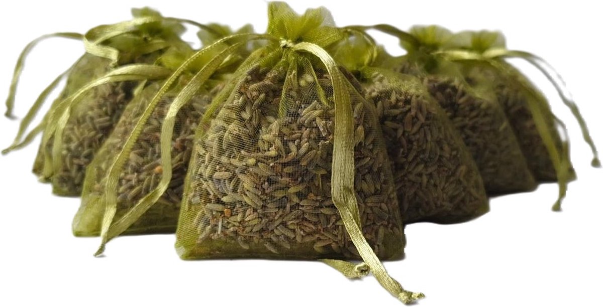 Bonheur de Provence® - Lavendel geurzakjes in kado verpakking - Biologische lavendel uit de Provence - 10 zakjes à 6 gram olijfgroen - cadeau - bedankje - geurzakjes kledingkast