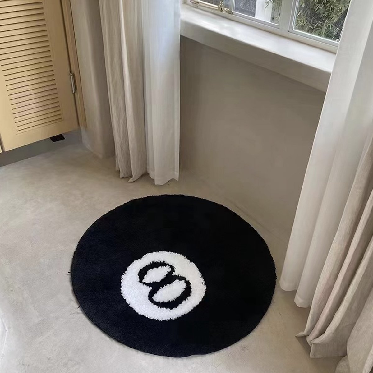 LANZLC 8 Ballen biljarttapijt, rond 60 x 60 cm 8 Ball Rug zwart