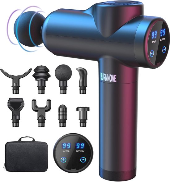 Draagbaar Spiermassagepistool met 99 Snelheden en LED-Scherm - Draagbaar - €92,73