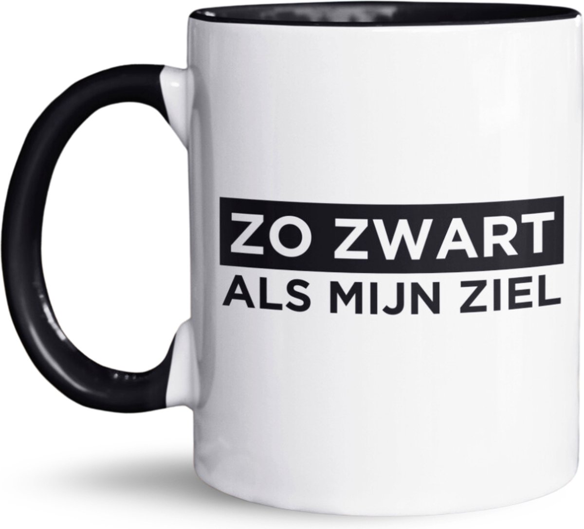 NietMokken.nl - Grappige mok met tekst - "Zo zwart als mijn ziel" - 325 ml - Keramische mok / beker - Humoristisch cadeau voor vader, moeder, vrienden of collega's - Perfect voor koffie- en theeliefhebbers - Origineel verjaardagscadeau
