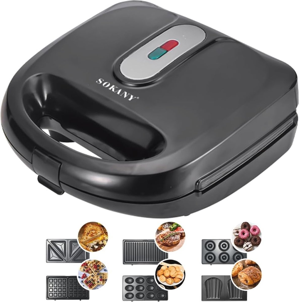 6-in-1 Multifunctioneel Keukenapparaat - Sandwichmaker, Wafelijzer, Grill en Donutmaker
