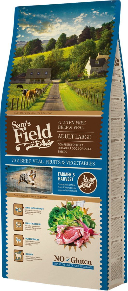 Sam's Field Adult Large Rund&Kalf&Aardappel - Hondenvoer - 13 kg