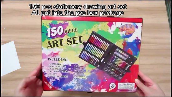 Jojoy - Boîte à dessin pour Enfants - Étui à dessin - Ensemble de dessin - Ensemble de peinture - 150 pièces - Crayons de couleur - Aquarelle - Crayons - Étui à colorier - ARTDECK