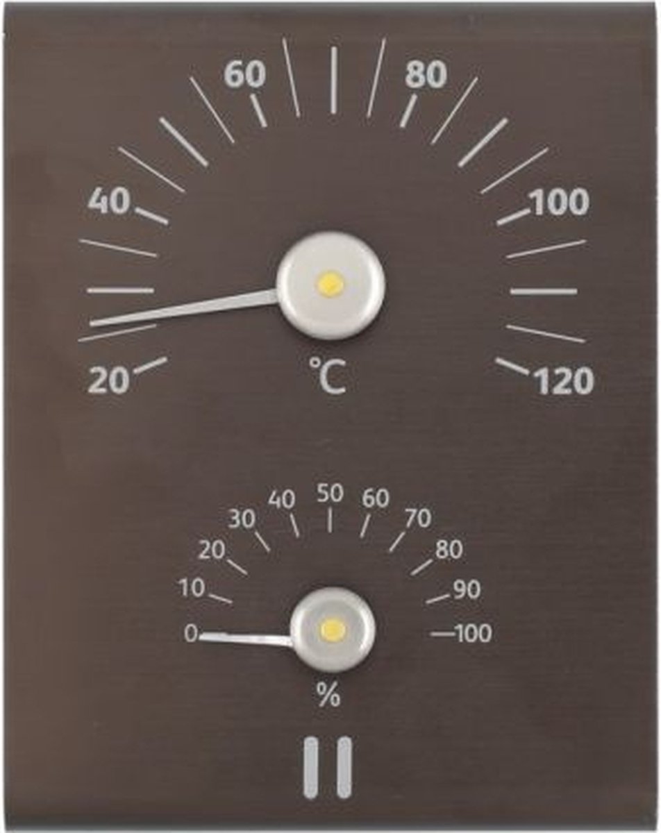 Goedkoopste Rento Aluminium Sauna Thermometer en hygrometer bruin/zwart