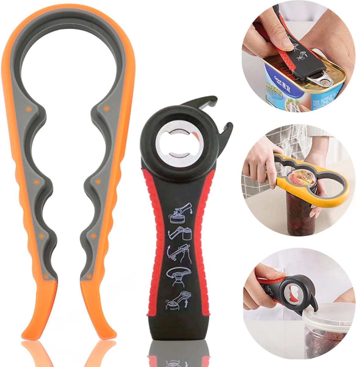 5-in-1 Flesopener en Blikopener voor Senioren - Antislip Wandmontage, 2 Stuks