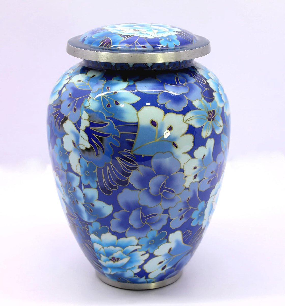 Crematie Urn met Bloemen 10 Inch - Elegante Herinneringscontainer voor Menselijke As