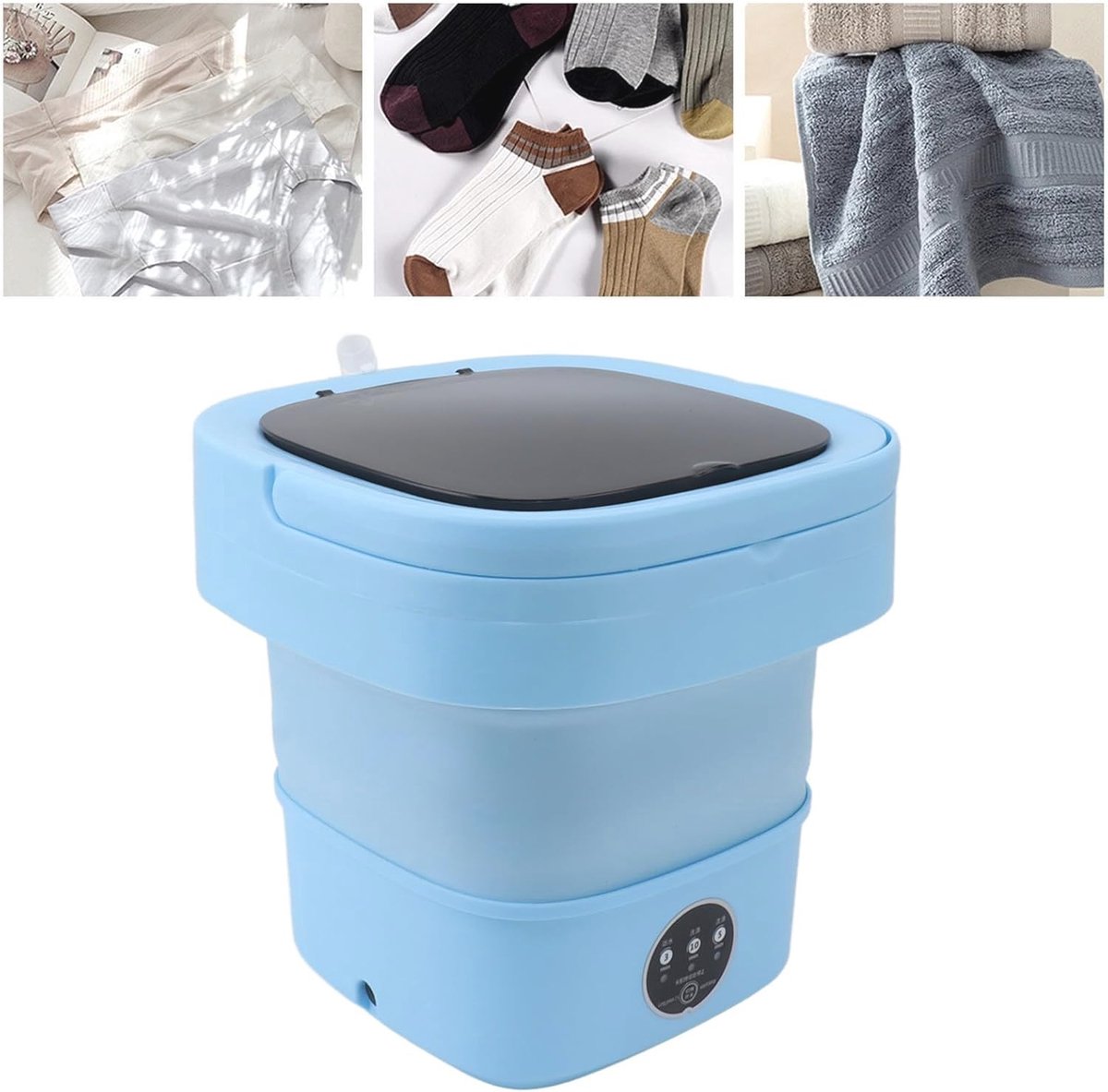Opvouwbare Mini Wasmachine en Dehydrator 6L - Ideaal voor Ondergoed en Sokken