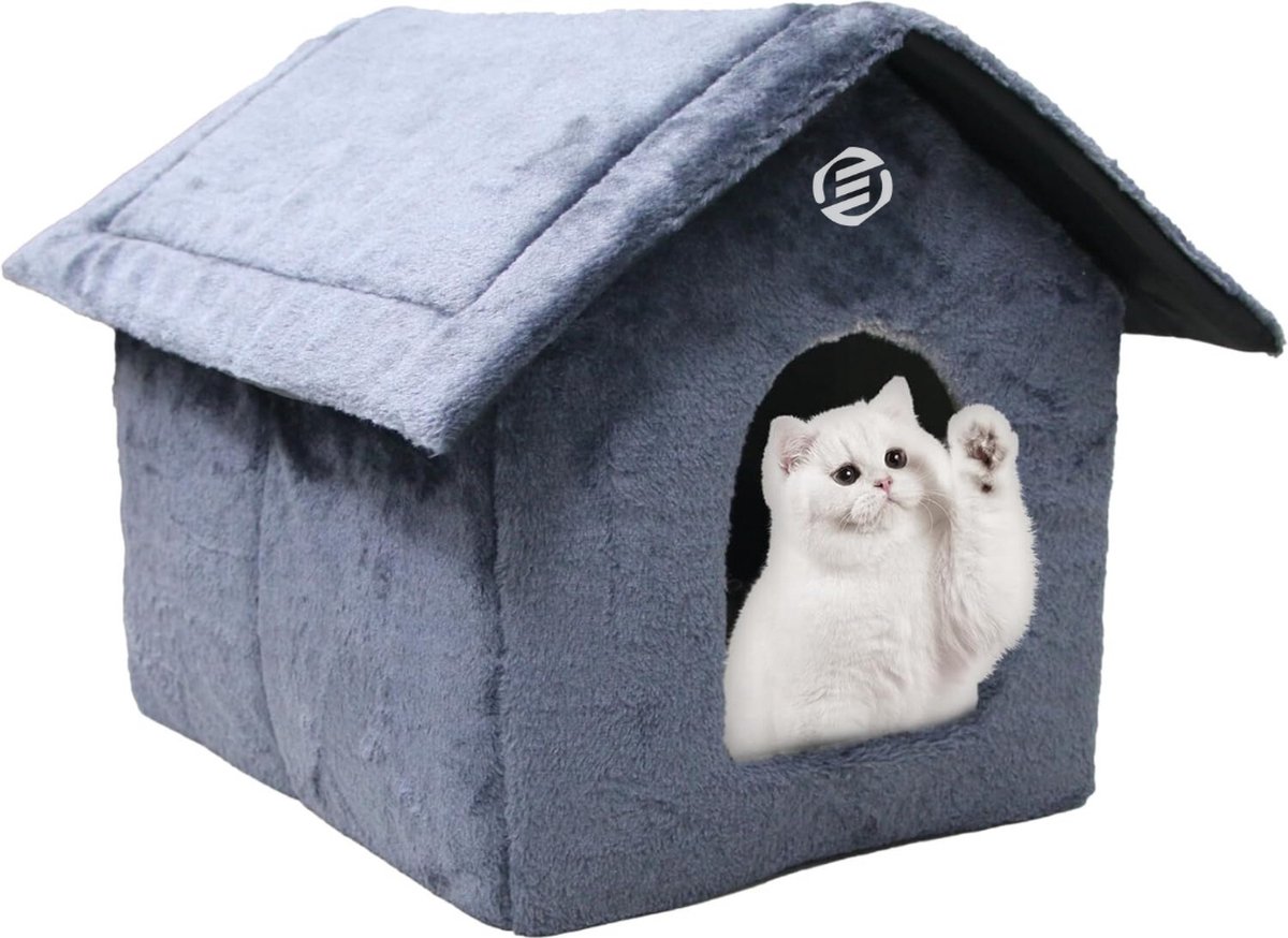 Equivera Kattenhuis Voor Buiten - Kattenhuis Buiten - Kattenhok - Kattenhuisje - Kattenvilla - Kattenhok Buiten