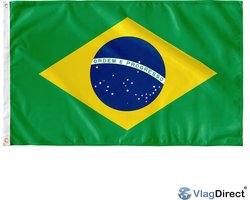 VlagDirect - Braziliaanse vlag - Brazilië vlag - 90 x 150 cm.