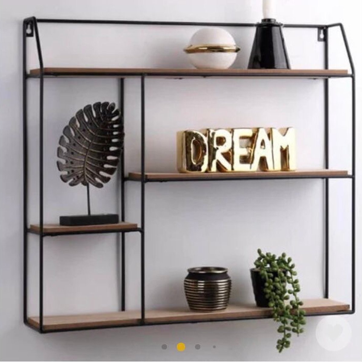 Industrieel wandrek - industriële planken - ijzer - plantenrek - muur decoratie