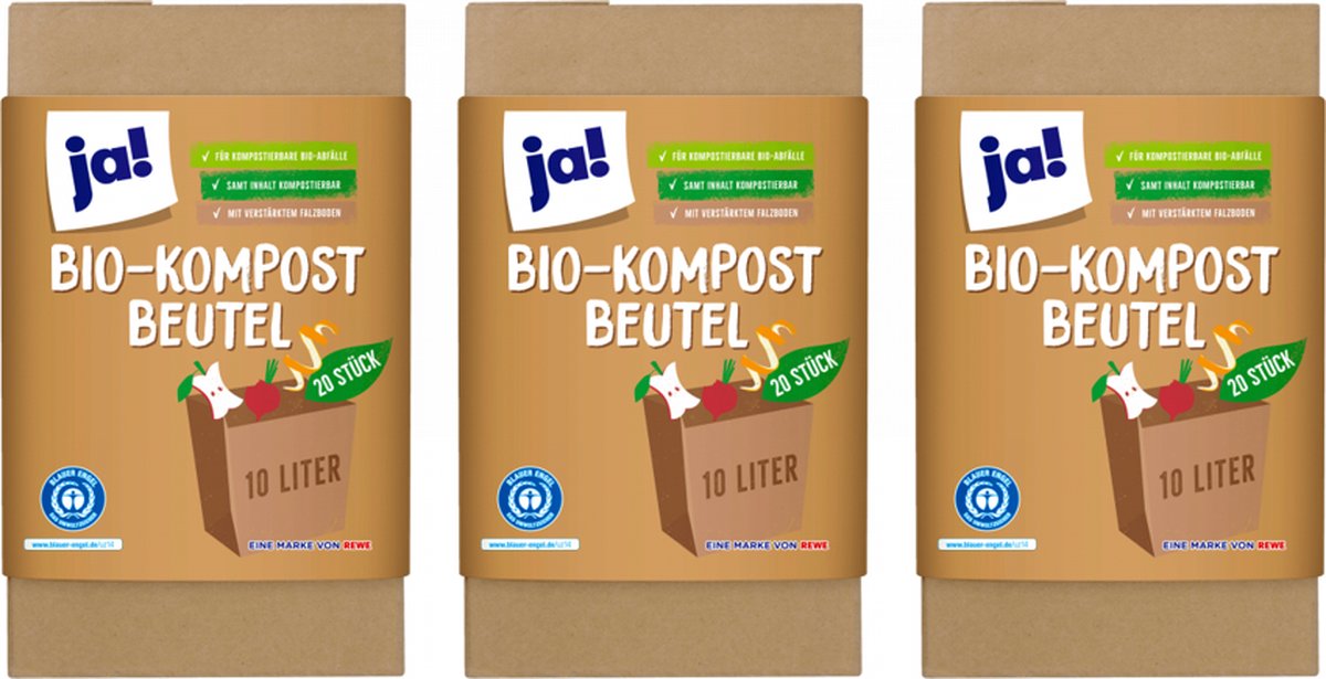 Goedkoopste Ja! | 3 x 20 Biologische compostzakken 10 liter | voor composteren van bio afval