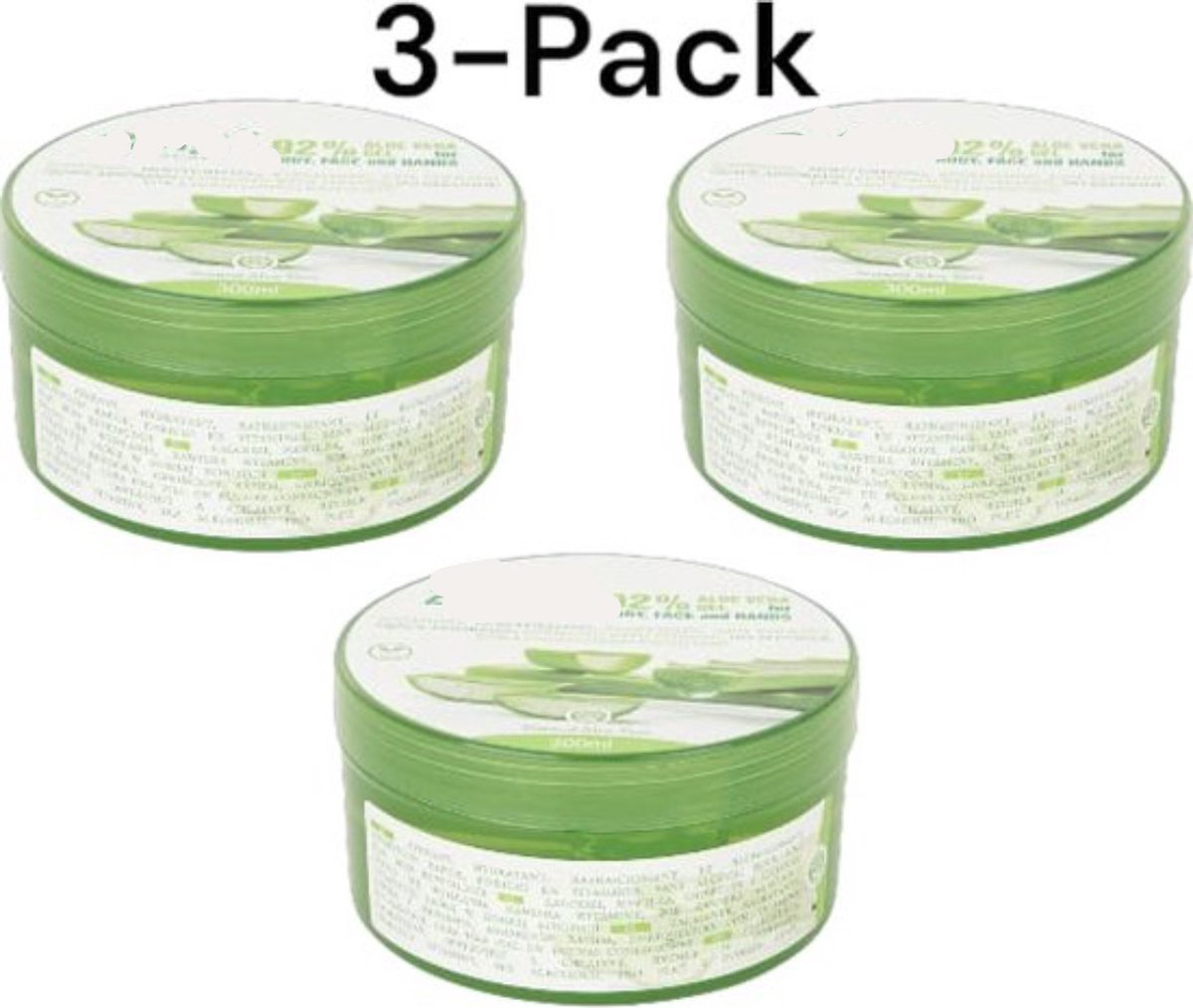 Goedkoopste Aloe Vera Gel 92 - 3 X 300ML - Verzorgende hydraterende gel - Voor het hele lichaam en haar - Voordeelverpakking