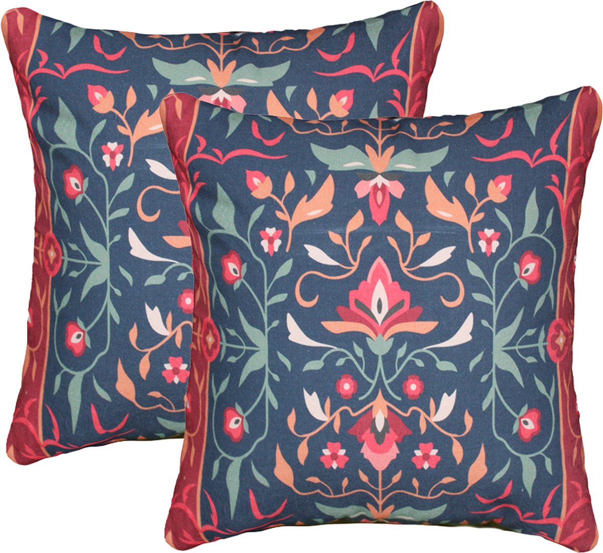 Urbane Hide Set van 2 Kussenshoes 45x45 cm | Buiten kussenhoezen | kussensloop | sierkussens | cushion cover | katoen | Cotton Canvas digital print groente