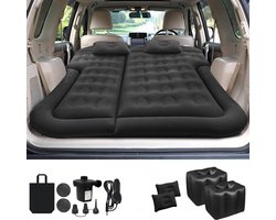 Luchtmatras reisbed verdikte opblaasbare matras met flocking en pvc-oppervlak voor reizen wandelen - inclusief opblaasbare slaapmat in volledige grootte (zwart)