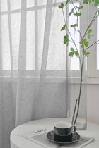 Maroyathome BIBIANA Vitrage Gordijn - Kant-en-Klaar met Plooiband - Lichtgrijs - 200x180 cm - Transparant Inbetween Glasgordijn - Incl. Loodveter en Embrasse - 1 Stuk