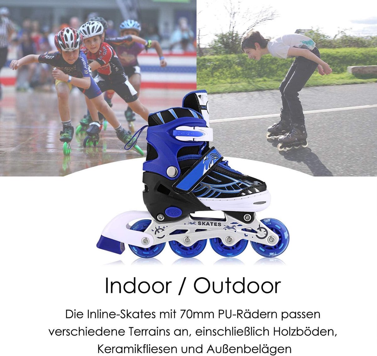 WeSake Inline Skates Kinderen - Verstelbare Rolschaatsen Met Lichtgevende Wielen En Drievoudige Bescherming