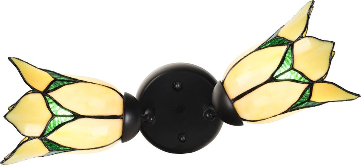 Dubbele spot Zwart met Lovely Flower Yellow - Art Deco Trade