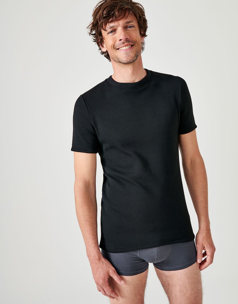 Damart - Thermolactyl T-shirt met korte mouwen, geborstelde fleece - Heren - Zwart - (126-133) 3XL
