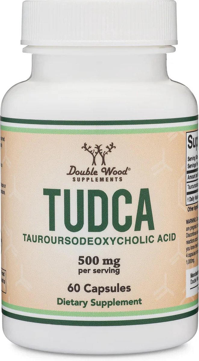 Goedkoopste Double Wood TUDCA lever supplement | 60 capsules | 250 mg per capsule | Tauroursodeoxycholzuur | Tauroursodeoxycholic acid | Galzuur | hoge dosering