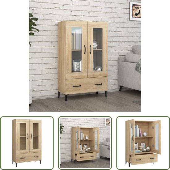 The Living Store Armoire d'appoint - Chêne Sonoma - 70x31x115cm - Bois et Glas