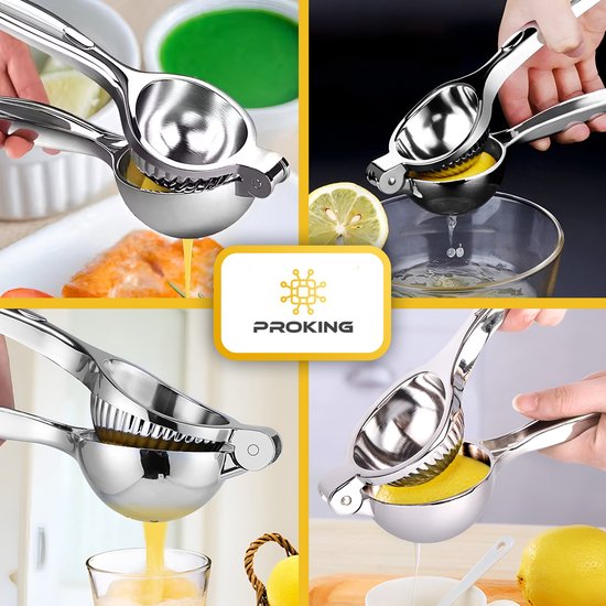 PROKING Robuuste Citroenpers - Limoenpers - Handmatige Pers - Lemon squeezer - Citrusknijper - Fruitpers - Sinaasappelpers - Zilver van Merkloos — afbeelding 2
