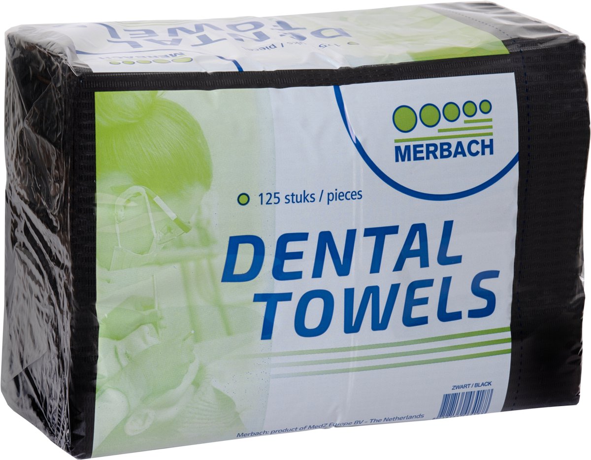 Goedkoopste Merbach dental towel zwart, 4 x 125 stuks