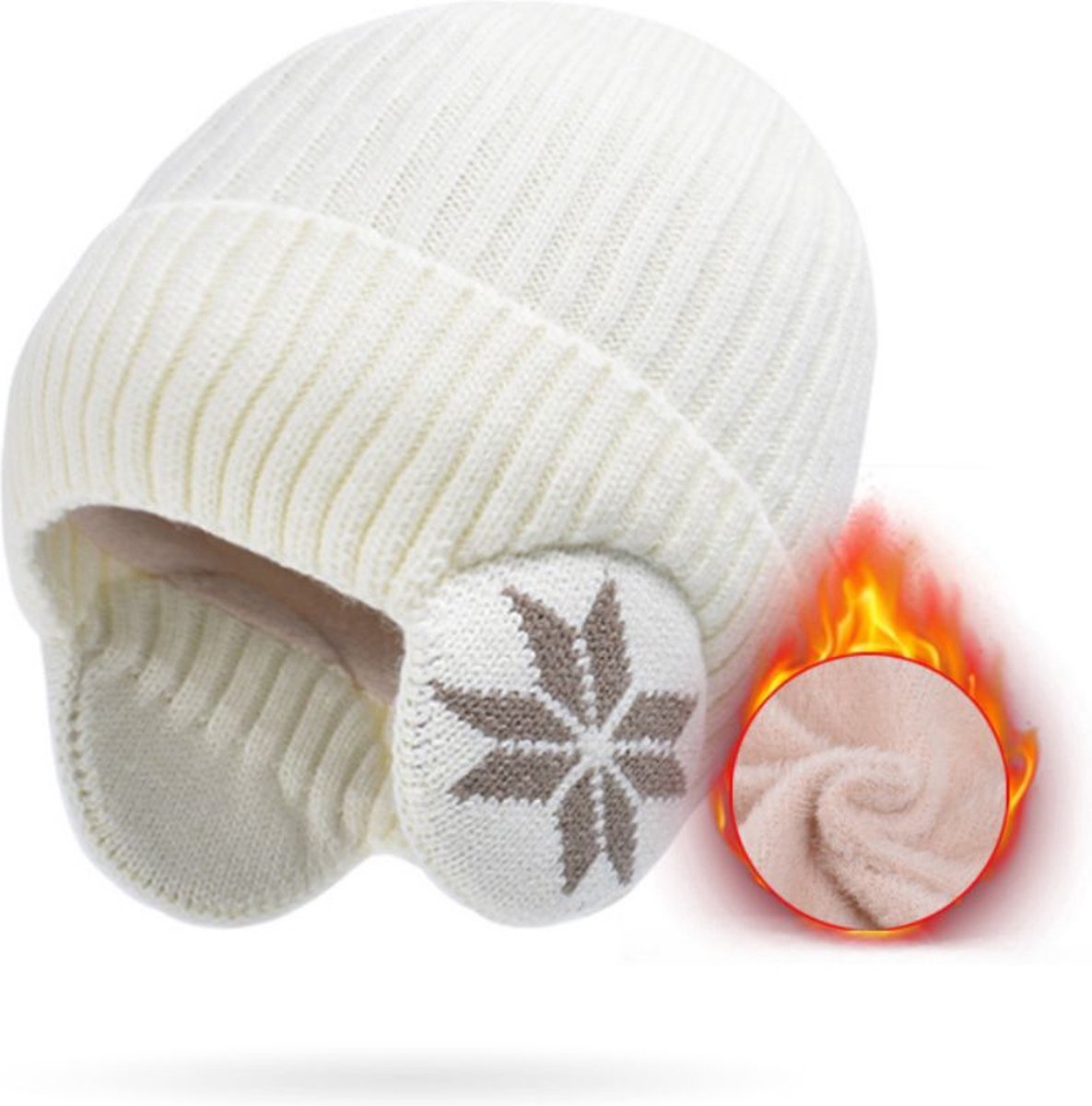 TOP-EX XL/XXL waterdichte Merino beanie muts heren wol wintermuts dames warm fleece gebreide muts ademend outdoor skimuts, L