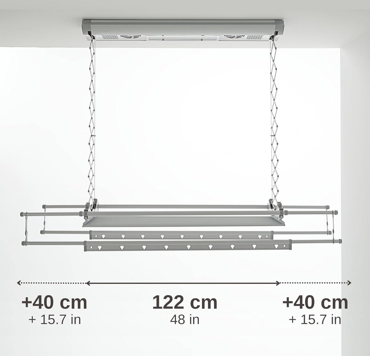 ChrisK WENKA Droogrek voor muur en plafond, elektrisch wasrek van aluminium en staal met afstandsbediening (plafondmontage