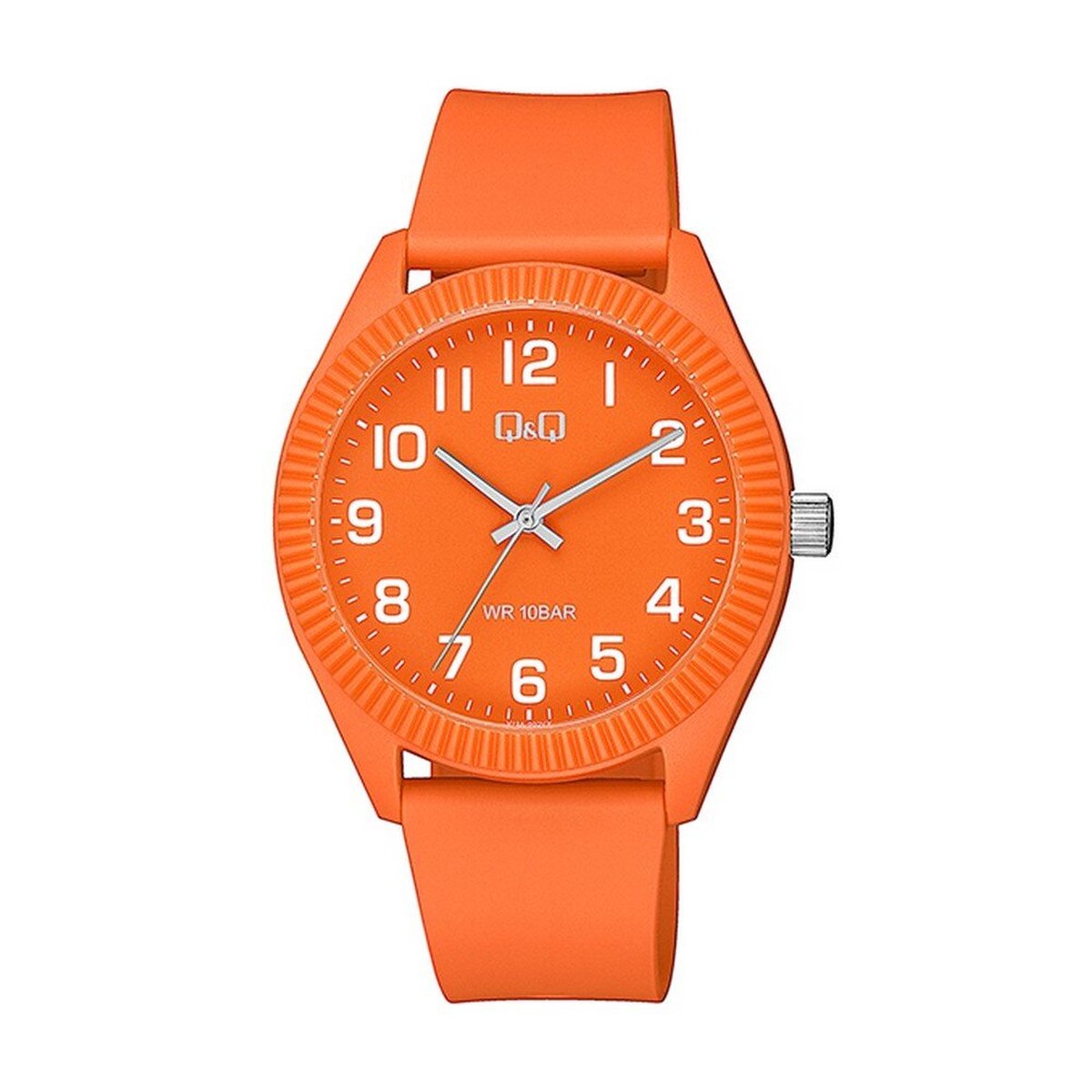 QQ V12A-007VY - Horloge - Sport - Analoog - Unisex - Plastic band - Rond - Kunststof - Cijfers - Oranje - Wit - 10 ATM