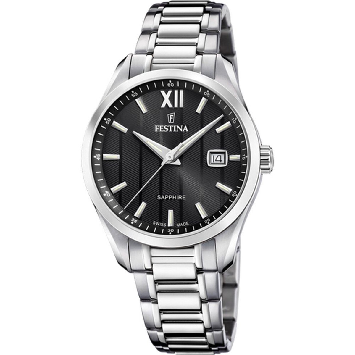 Festina F20026-4 Heren Horloge - Mineraalglas - Roestvrijstaal-Staal - Zilverkleurig - Ø 37.5 mm - Quartz - Vouw-Vlindersluiting - 5 ATM (douchen)