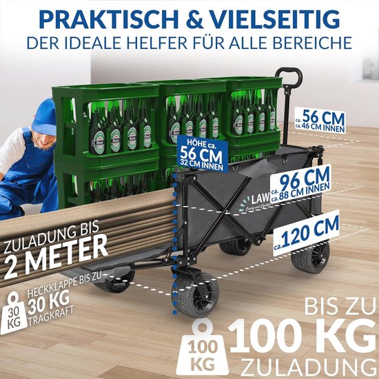 Bolderkar 200 L 130 kg Uitklapbaar Zwart kopen