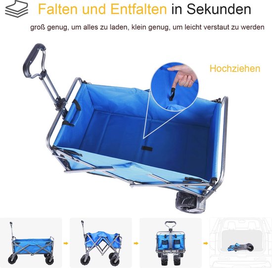 Opvouwbare Bolderkar - Inklapbare Strandwagen en Tuinwagen voor Gemakkelijk Vervoer van LifeGoods — afbeelding 5