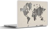 Autocollant pour ordinateur portable - 11,6 pouces - Wereldkaart - Beige - Zwart - Wit - 30x21cm - Autocollants pour ordinateur portable - Skin pour ordinateur portable - Couverture