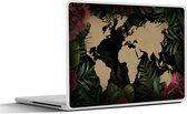 Laptop sticker - 11.6 inch - Wereldkaart - Bloemen - Tropische Planten - 30x21cm - Laptopstickers - Laptop skin - Cover