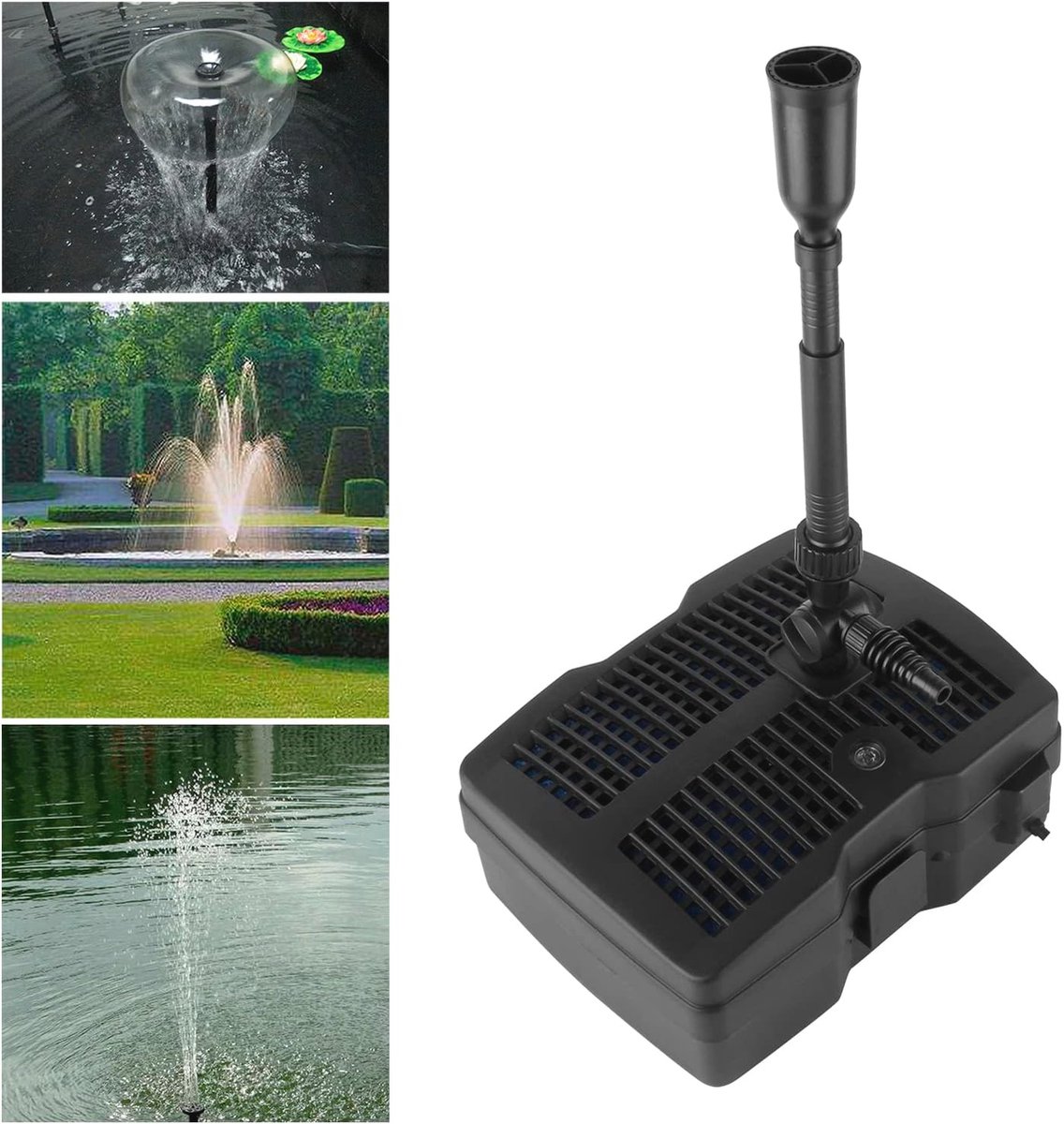 Green Harmony 4 in 1 Pond Pomp Fontein met Filter - UV Clarifier - 1000l/h - 10m Power Kabel - Tuin Fontein Ontwerp (9W 1000l/h) Green Harmony - Vijverfilter 1.0