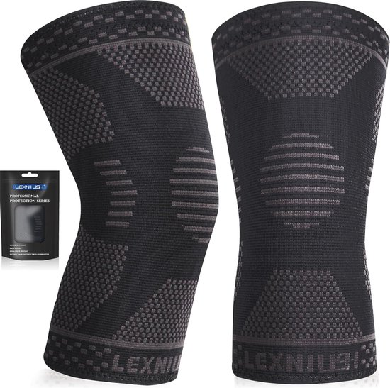 Foto: Kniesteun voor optimale knieondersteuning en pijnverlichting 2 pack compressiekousen voor hardlopen en sport