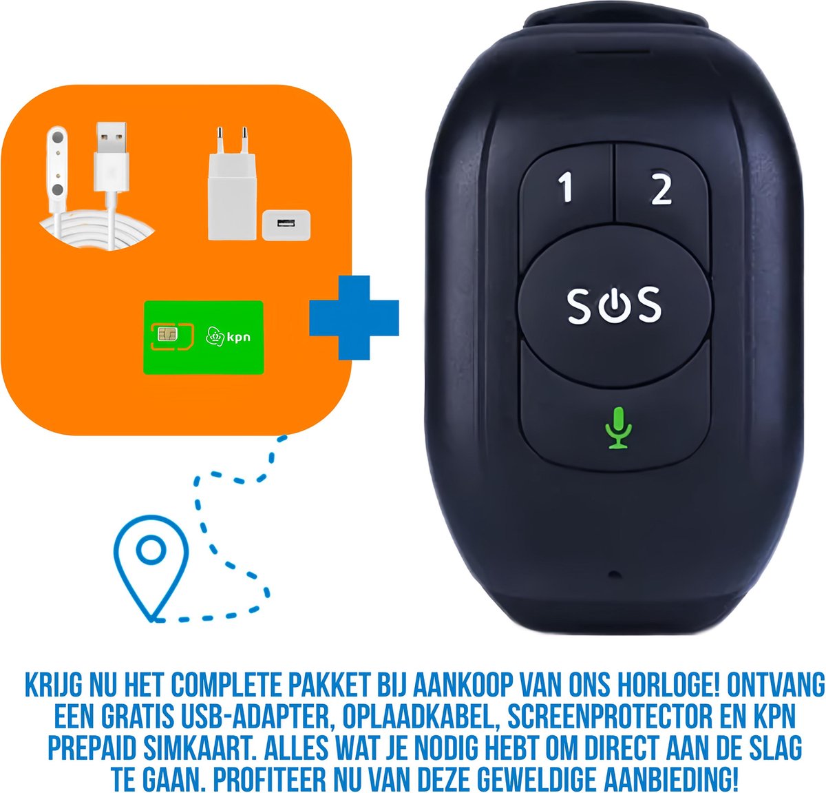 Weewise WS62 SOS-Knop - GPS Horloge Senior - Smartwatch voor Ouderen - Persoonlijke alarmen - alarm horloge ouderen - GPS Horloge Alzheimer - Valdetectie